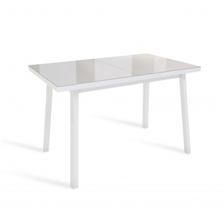 МАРТИН стол раздвижной со стеклом Латте/Белый